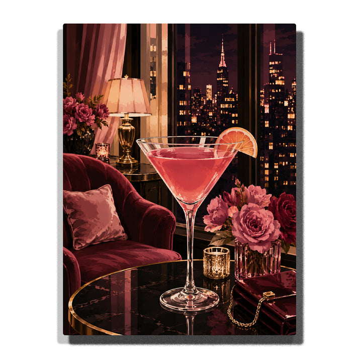 Romantic Candlelit Table with Pink Roses Bouquet and Wine Glass Paint by Numbers Kit For Adults