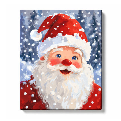 Paint by Numbers：Smiling Santa in Winter Snow
