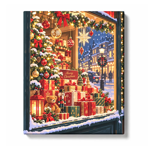 Christmas Window Display with Gift Lights