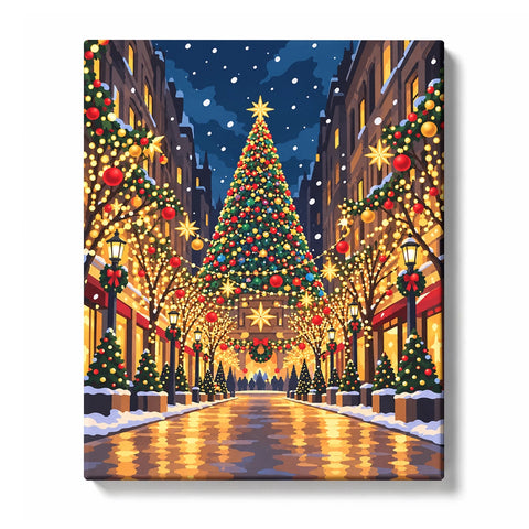 Grand Christmas Tree City Lights Scene