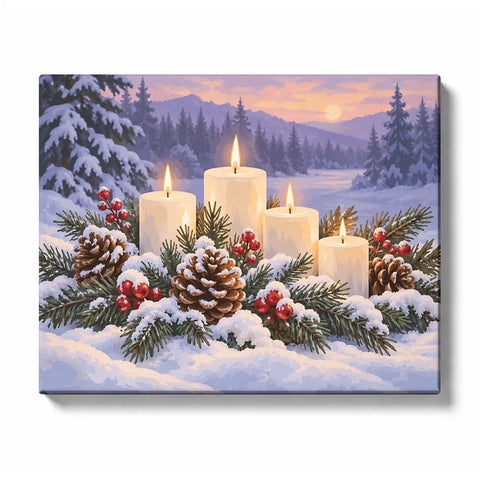 Candlelight Christmas Pinecone Centerpiece in Snow