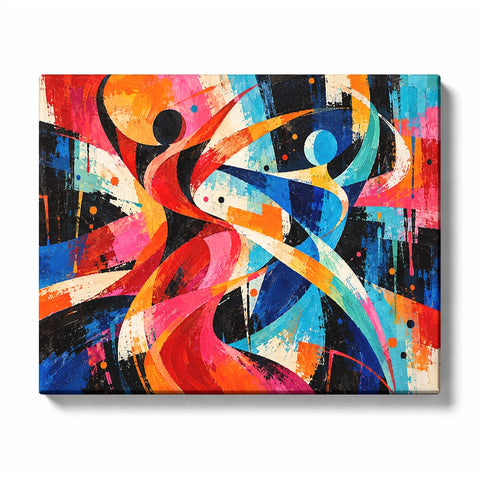 Abstract Paint by Numbers for Beginners featuring crimson and cobalt streaks slicing through black in dynamic motion