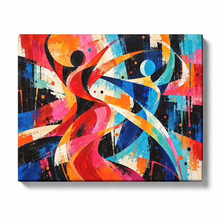 Abstract Paint by Numbers for Beginners featuring crimson and cobalt streaks slicing through black in dynamic motion