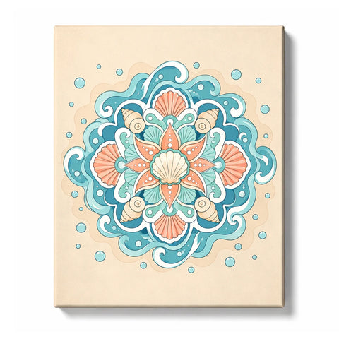 Ocean Shell with Coral and Waves