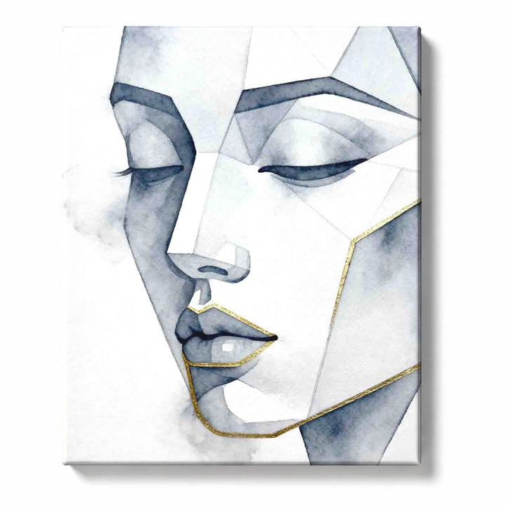 Faceted Calm Face with Gilded Contours Paint by Numbers Kit for Adults
