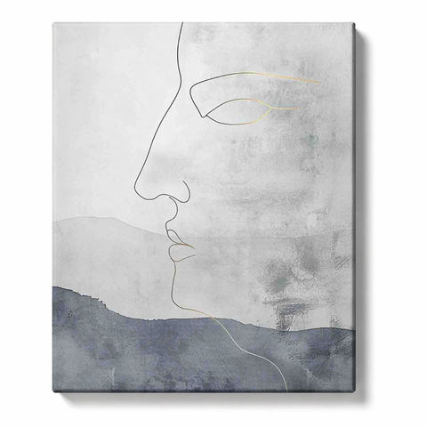 Serene Contour Face Above Quiet Blue Horizon Paint by Numbers Kit for Adults