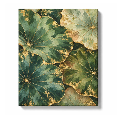 Gilded Lotus Canopy over Blue Mosaic