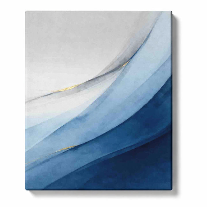 Layered Blue Veils with Soft Gold Drift Paint by Numbers Kit for Adults