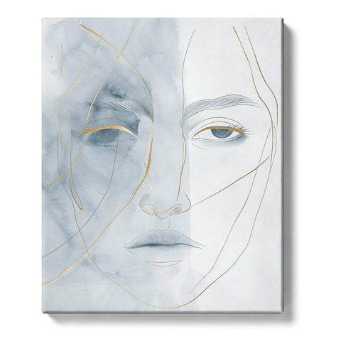 Split Gaze Portrait with Gilded Contour Lines Paint by Numbers Kit for Adults