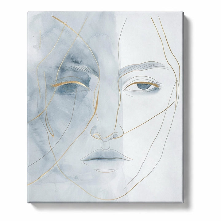 Split Gaze Portrait with Gilded Contour Lines Paint by Numbers Kit for Adults