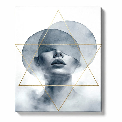 Veiled Moon Portrait with Gilded Geometry Paint by Numbers Kit for Adults