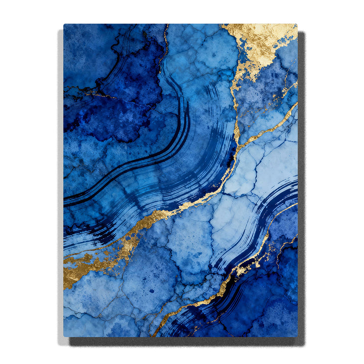 indigo river convergence paint by numbers with flowing marble textures blue liquid patterns and gold vein accents abstract wall art