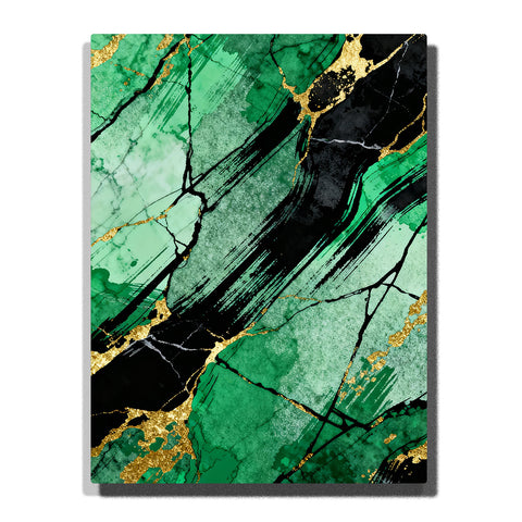 paint by numbers emerald green abstract with gold veins and black ink strokes marble texture modern wall art