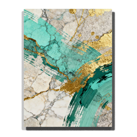 paint by numbers emerald brush stroke marble texture with gold accents abstract modern wall art