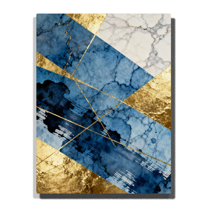 paint by numbers navy marble abstract with gold foil panels and cross lines geometric modern wall art