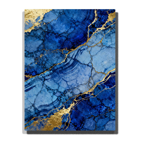 Paint by numbers deep sapphire stone layers with gold fracture lines and layered mineral texture, modern abstract wall art