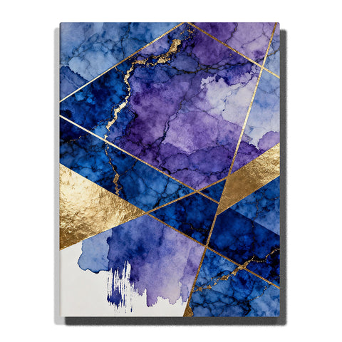 Paint by numbers geometric mineral fragments with gold seam connections and splashed mineral texture, modern abstract wall art