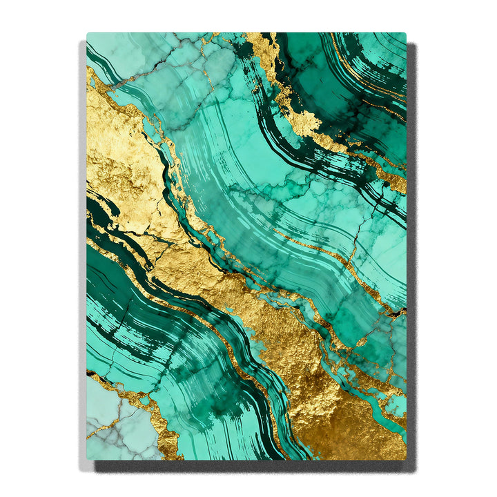 malachite flow paint by numbers with gold liquid currents and layered mineral texture abstract wall art for modern home decor