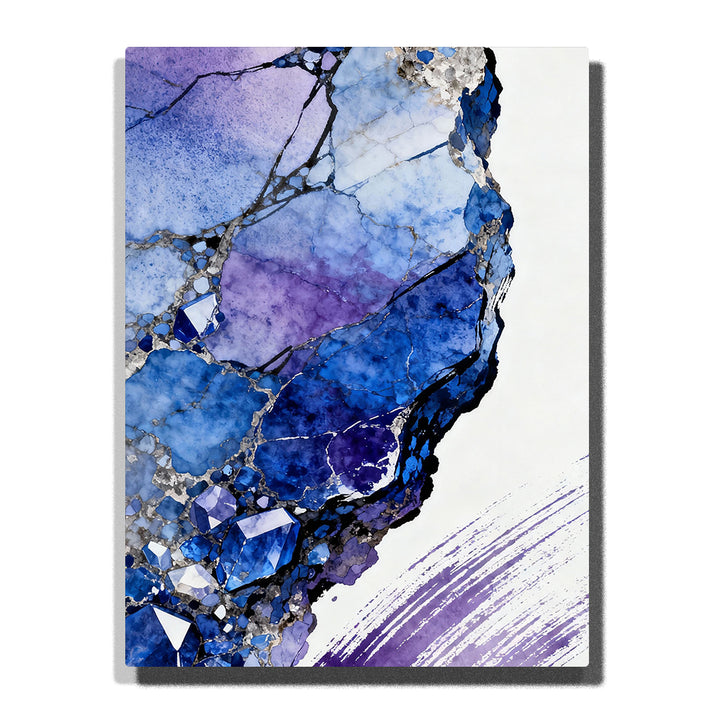 sapphire crystal fracture paint by numbers with indigo violet gemstone textures abstract mineral slab wall art