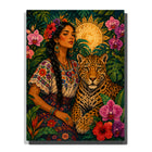 Frida Kahlo inspired woman portrait with jaguar companion, tropical jungle flowers, floral crown, embroidered clothing and wildlife artwork Paint by Numbers by PaintEasy