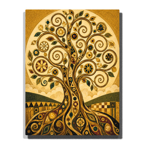 Gustav Klimt inspired golden Tree of Life with decorative branches, Art Nouveau patterns, symbolic circles and elegant nature artwork Paint by Numbers by PaintEasy