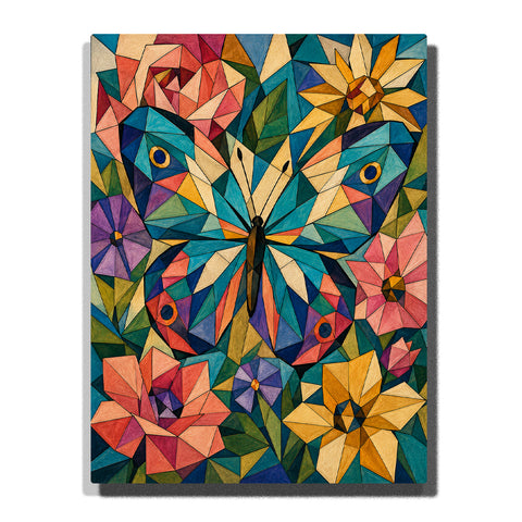 Geometric butterfly with colorful flowers, abstract wing patterns, vibrant shapes and modern nature artwork Paint by Numbers by PaintEasy