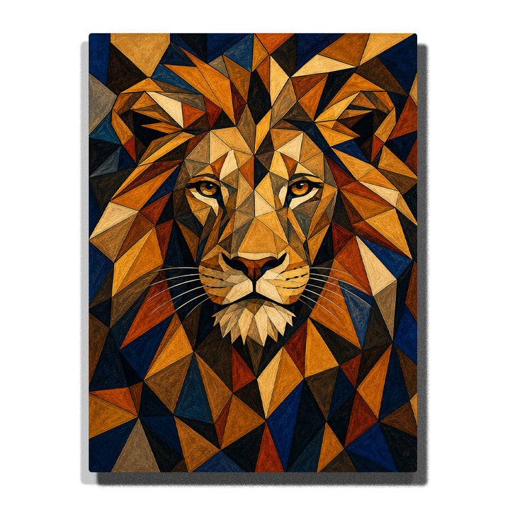 Picasso inspired Cubist lion portrait with geometric mane, abstract shapes, expressive eyes and modern wildlife artwork Paint by Numbers by PaintEasy