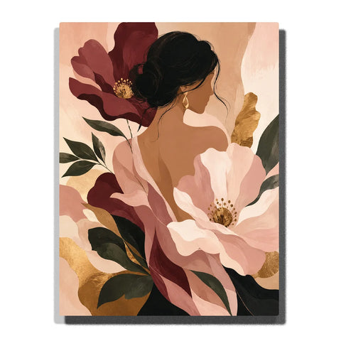 Geometric Veiled Portrait with Gilded Triangles Paint by Numbers Kit for Adults