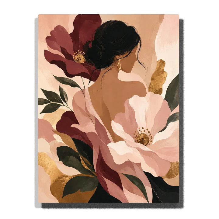 Geometric Veiled Portrait with Gilded Triangles Paint by Numbers Kit for Adults