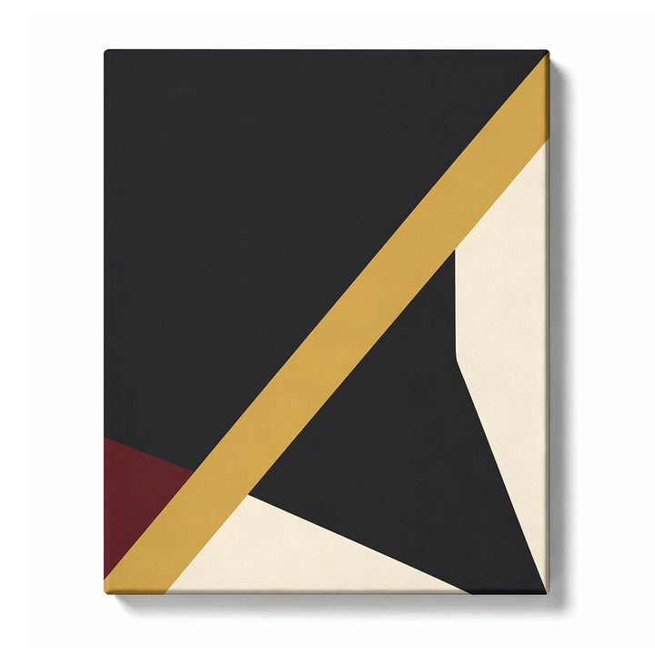 Minimalist Abstract Paint by Numbers for Beginners featuring a single golden slash cutting across deep black planes