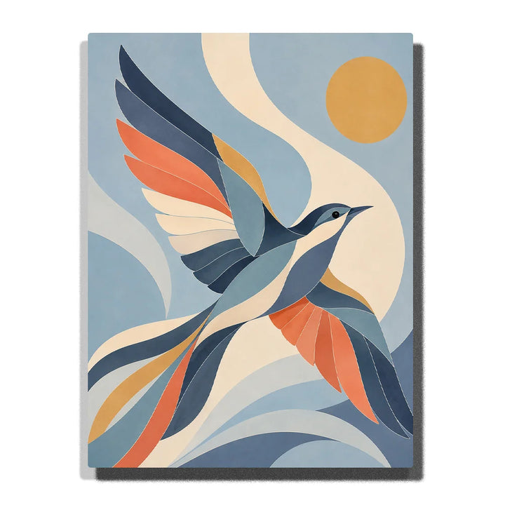 Geometric Bird in Flight with Autumn Colors - paint by numbers kit preview