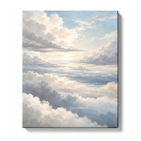 Layered Cloud Tapestry in Soft Mineral Light Paint by Numbers Kit for Adults