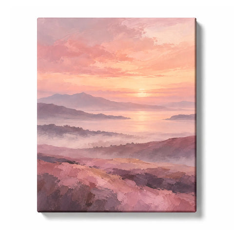 Rose Mist Horizon in Soft Blush Light Paint by Numbers Kit for Adults