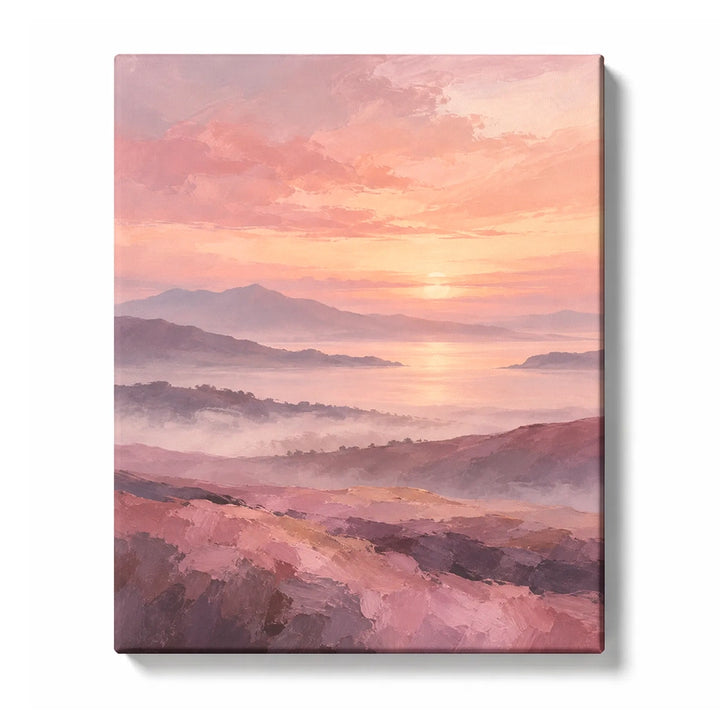 Rose Mist Horizon in Soft Blush Light Paint by Numbers Kit for Adults