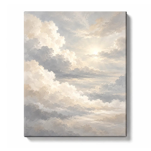 Soft Cloudscape in Pearl Gray Light Paint by Numbers Kit for Adults