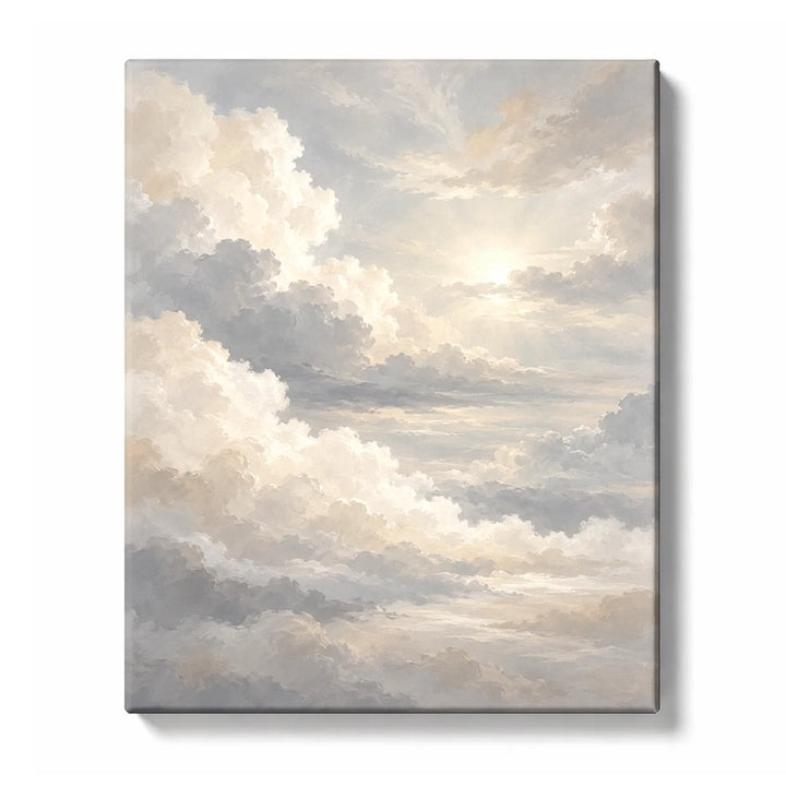 Soft Cloudscape in Pearl Gray Light Paint by Numbers Kit for Adults