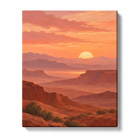 Terracotta Horizon in Layered Sunset Wash Paint by Numbers Kit for Adults