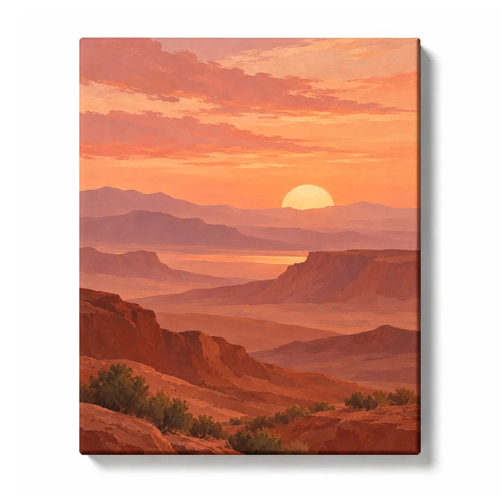 Terracotta Horizon in Layered Sunset Wash Paint by Numbers Kit for Adults