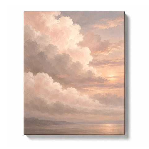 Blush Beige Cloud Drift in Soft Evening Haze Paint by Numbers Kit for Adults