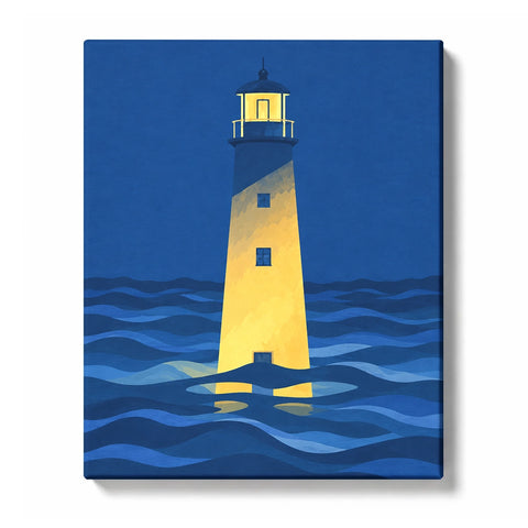Lighthouse above a Dark Blue Ocean