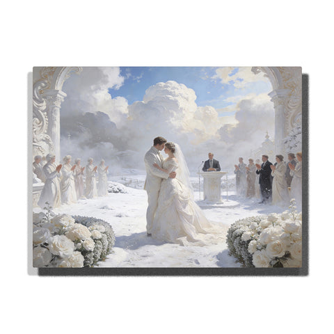 Cloud Dancer snowy wedding ceremony paint by numbers kit featuring soft white winter tones and a calm, airy atmosphere