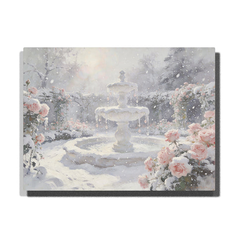 Paint by Numbers Kit – Cloud Dancer Winter Rose Garden with Frozen Fountain(2026 Color Trend)