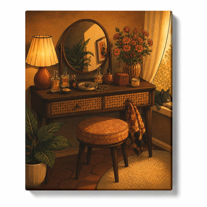 Fluffy Cat Sleeping by Crackling Stone Fireplace in Winter Paint by Numbers Kit For Adults