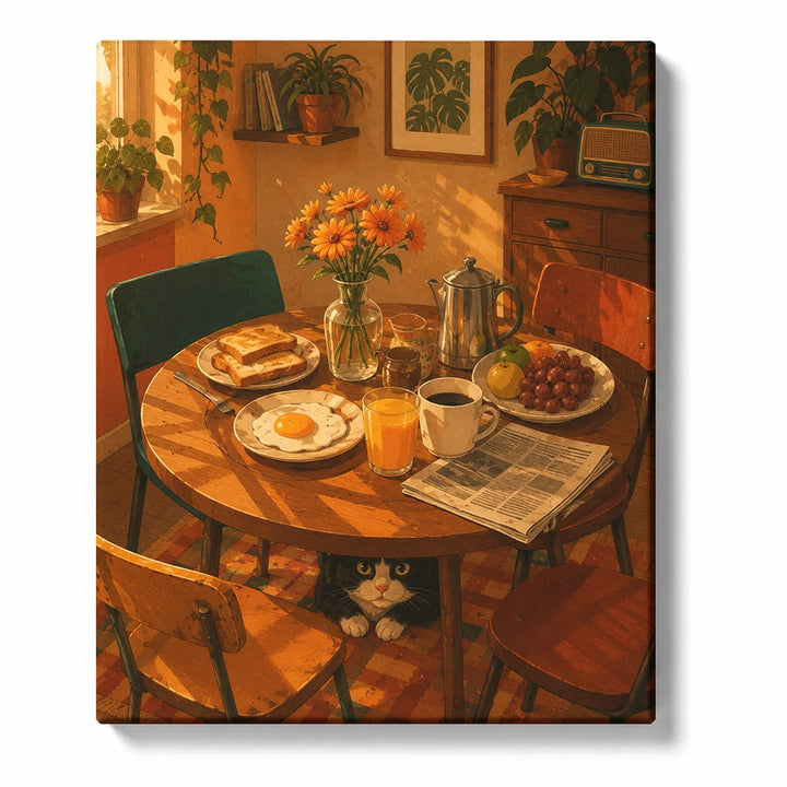 Romantic Sunset Table Setting with Wine Glasses and Orange Flower Bouquet Paint by Numbers Ki…
