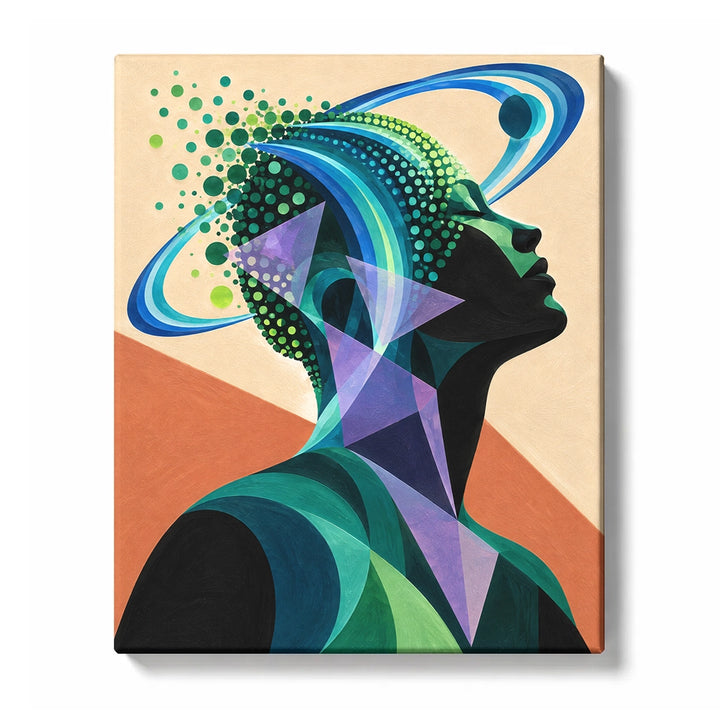 Tech Human Silhouette with Organic Energy Flow Paint by Numbers Kit for Adults