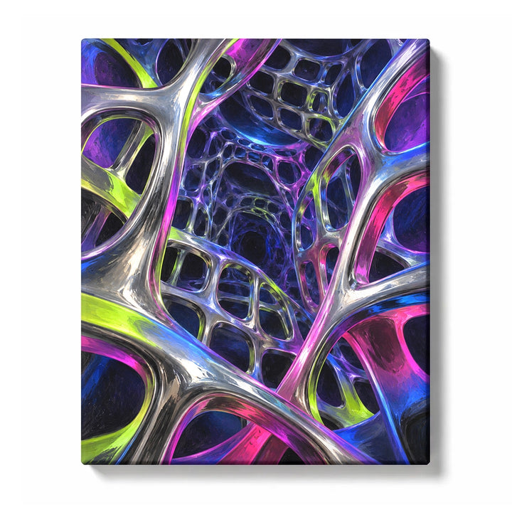 Lucid Stream Abstract Neural Network Flow in Pink & Cyan Paint by Numbers Kit For Adults