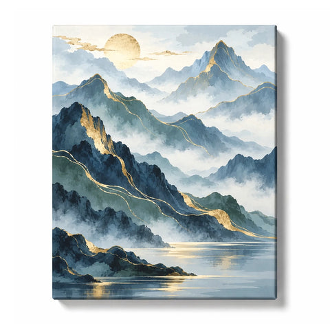 Indigo Mist Mountain Panels Paint by Numbers Kit