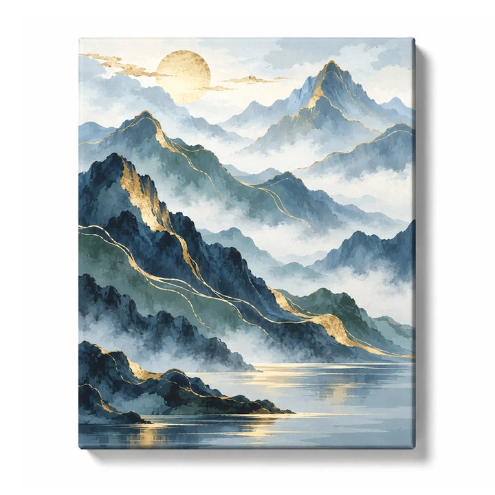 Indigo Mist Mountain Panels Paint by Numbers Kit