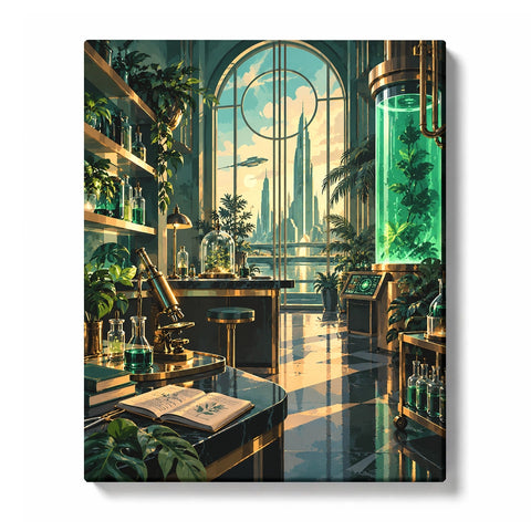 Vintage Scientists in a Futuristic Botanical Lab