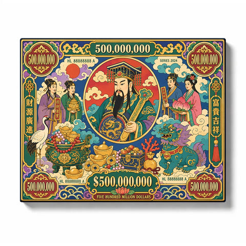 Teal Joss Paper Design with Crowned Figure and Treasure paint by numbers kit preview